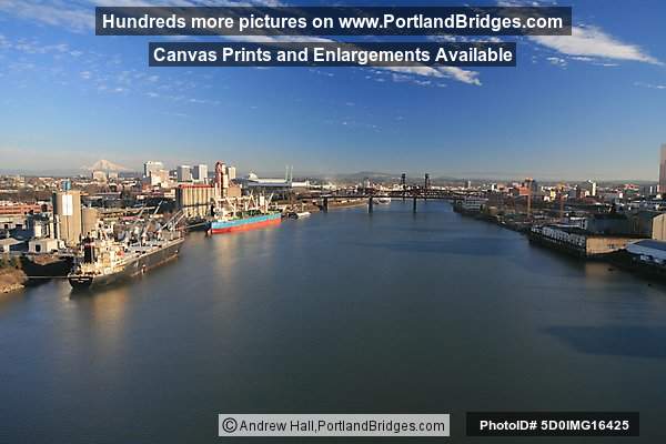 Willamette River, Grain Ships, from Fremont Bridge, Portland