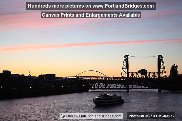 Steel Bridge, Portland Spirit, Fremont Bridge, Dusk