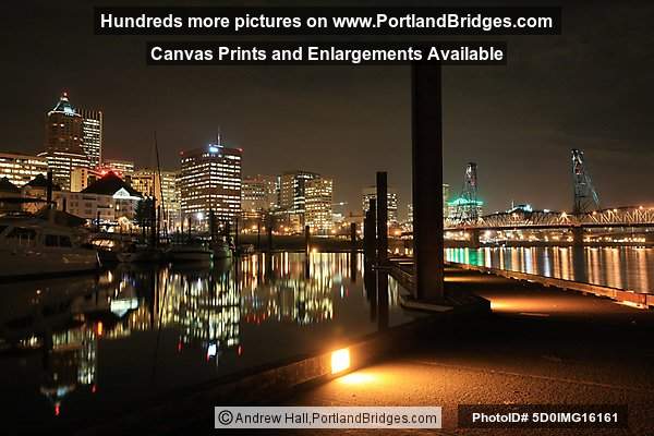 Riverplace Marina, Night, Reflections, Hawthorne Bridge (Portland, Oregon)
