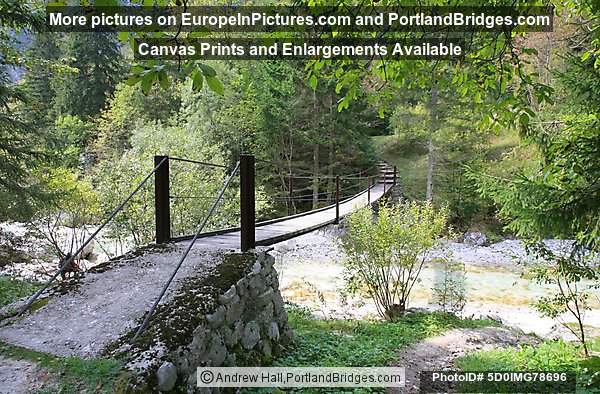 Trenta Valley Foot Bridge over Soca River, Slovenia