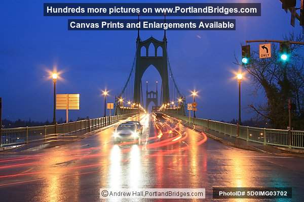 St. Johns Bridge, Dusk, Car Lights (Portland, Oregon)