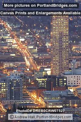 US Bancorp Tower, City Streets Lit Up, Dusk (Portland, Oregon)
