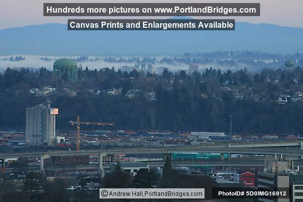 Facing north to Vancouver at daybreak from Portland